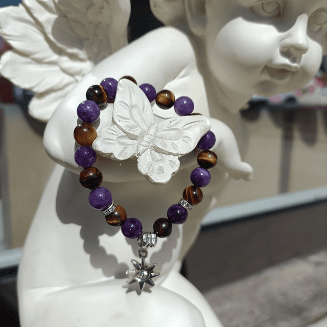 Bracelet Œil de Tigre & Améthyste