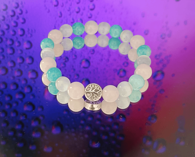 Bracelet Quartz rose & oeil de chat & Amazonite