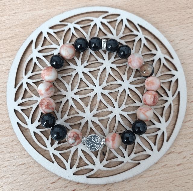 Bracelet Jaspe Zébre Rose & Tourmaline