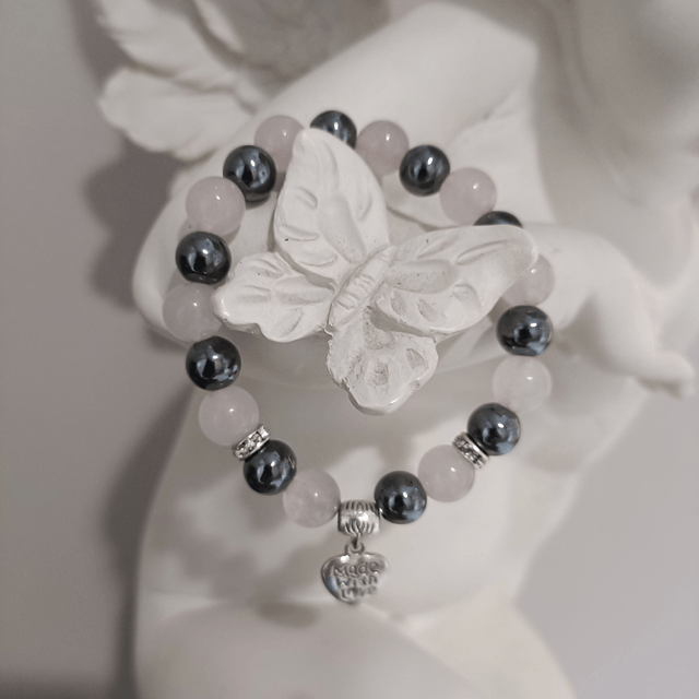 Bracelet Quartz rose & Hématite