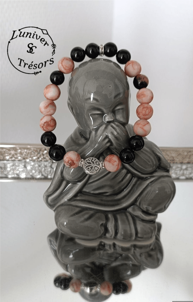 Bracelet Jaspe Zébre Rose & Tourmaline