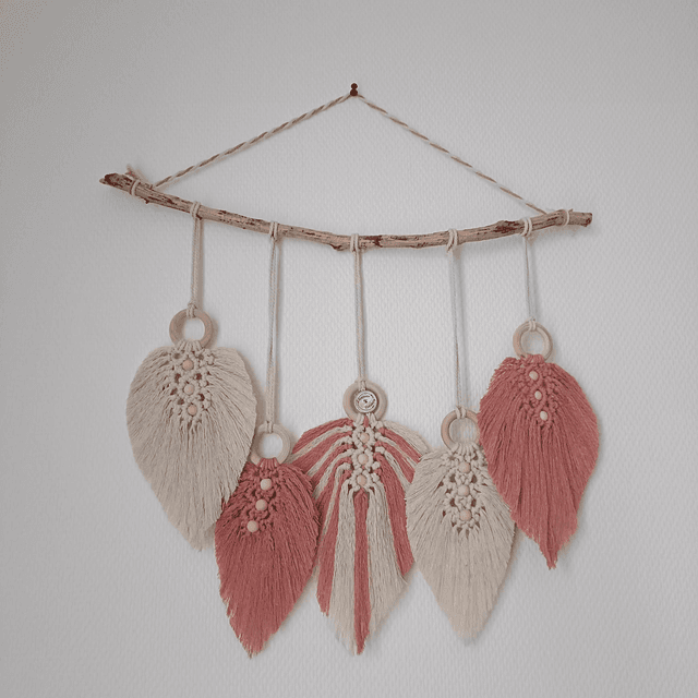 Feuilles macramé murale 